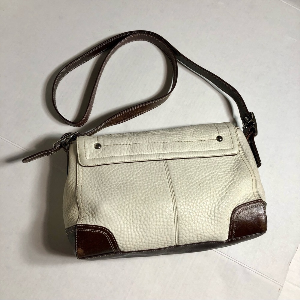 VINTAGE COACH WOMENS WHITE & BROWN PURSE HANDBAG - Picture 8 of 16